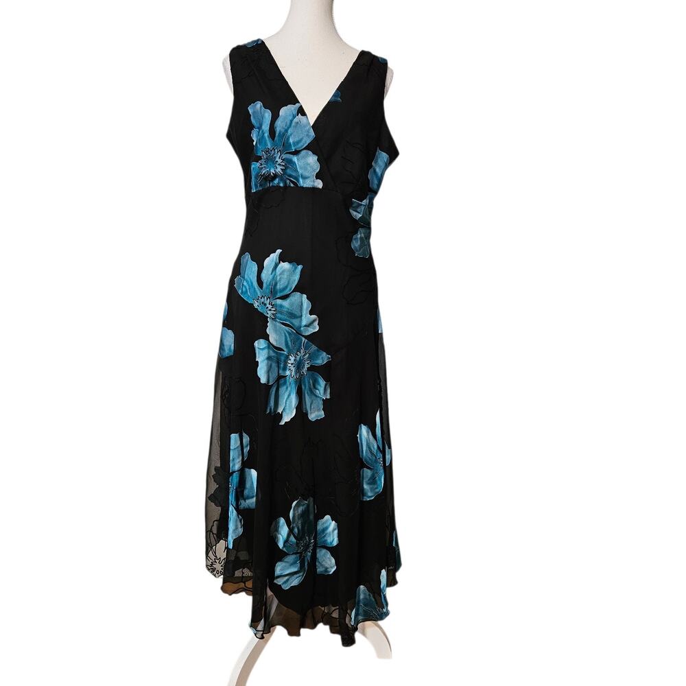 dressbarn Black Maxi Dress with Blue Floral Print - Picture 6 of 11